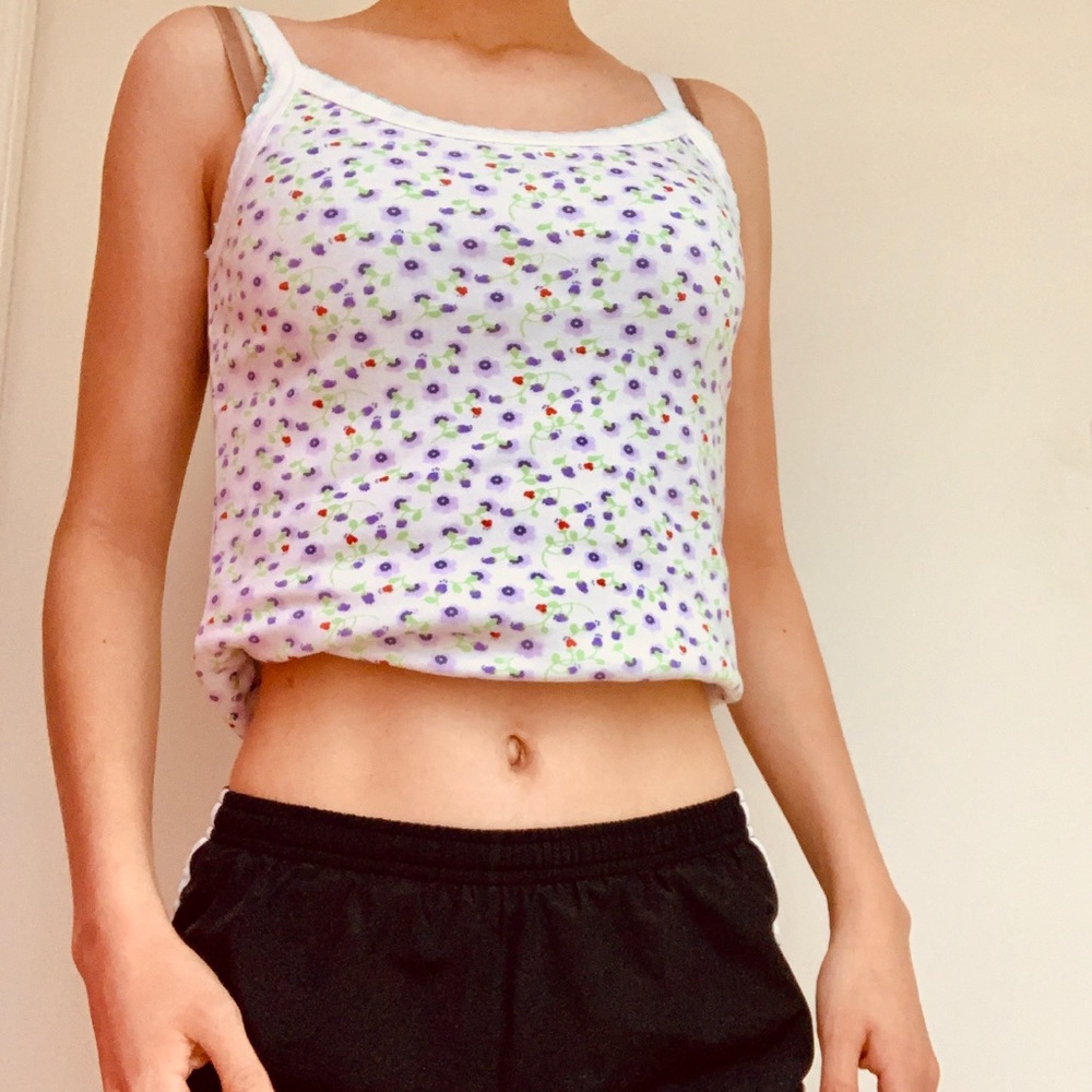 Floral lace tank top 2000s style
